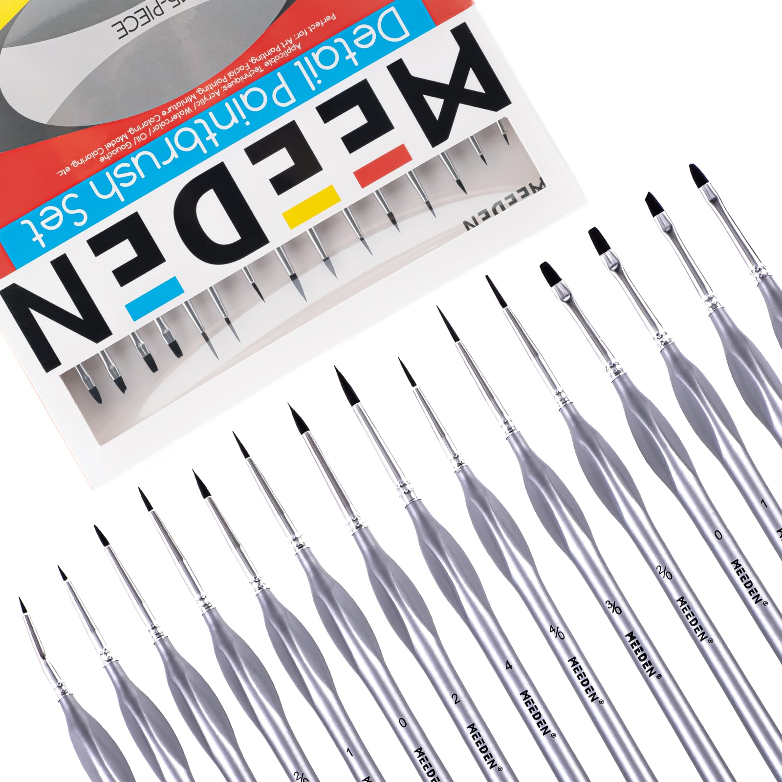 MEEDEN Miniature Paint Brush Set,15 Tiny Professional Fine Tip Detail Paint Brushes, Detailing