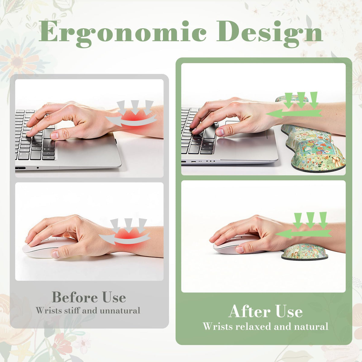 iLeadon Mouse Pad and Keyboard Wrist Rest, Large Computer Desk Mat Set