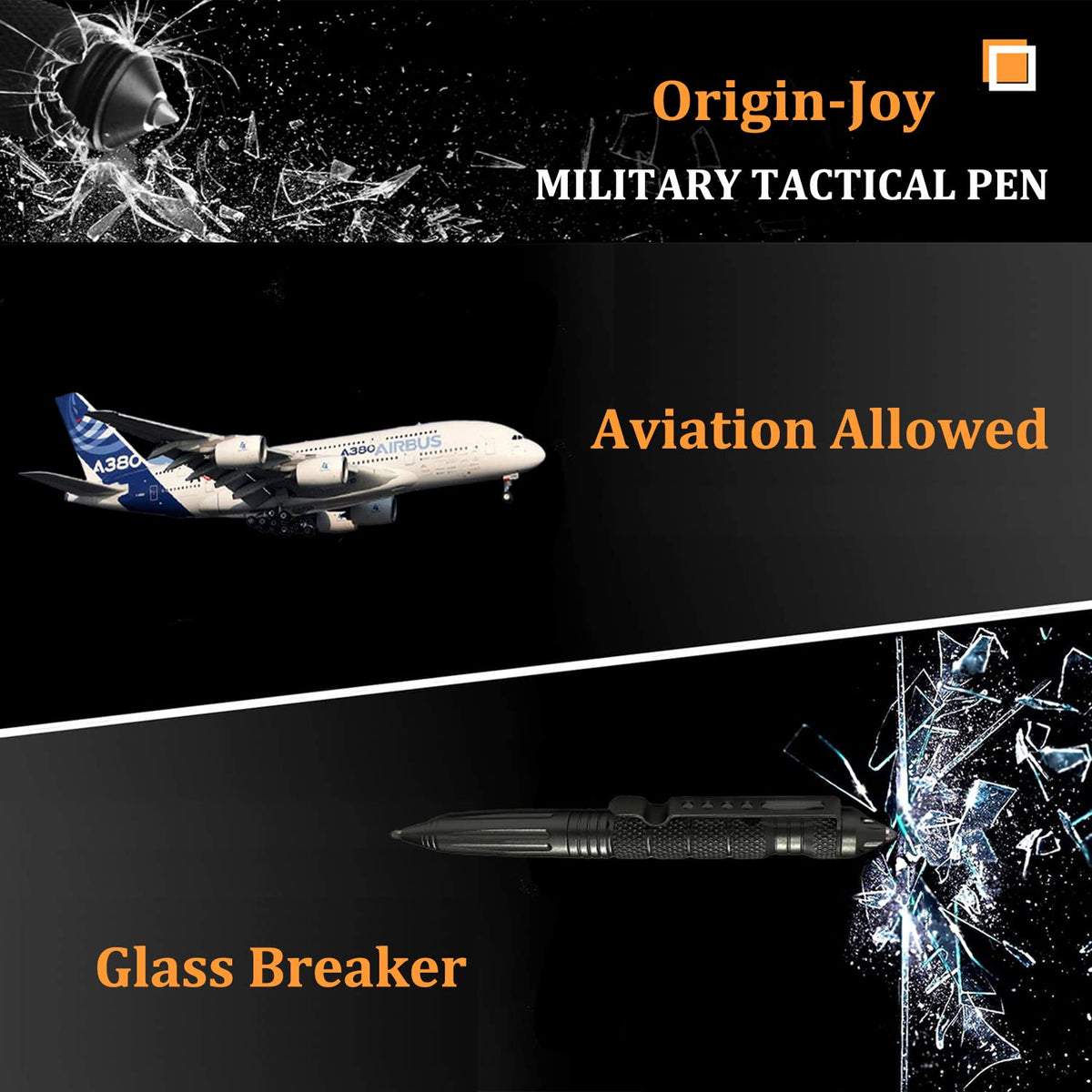 Origin-Joy 5 Pack Tungsten Steel Military Tactical Pen Set, Multifunctional EDC Self Defense Pen