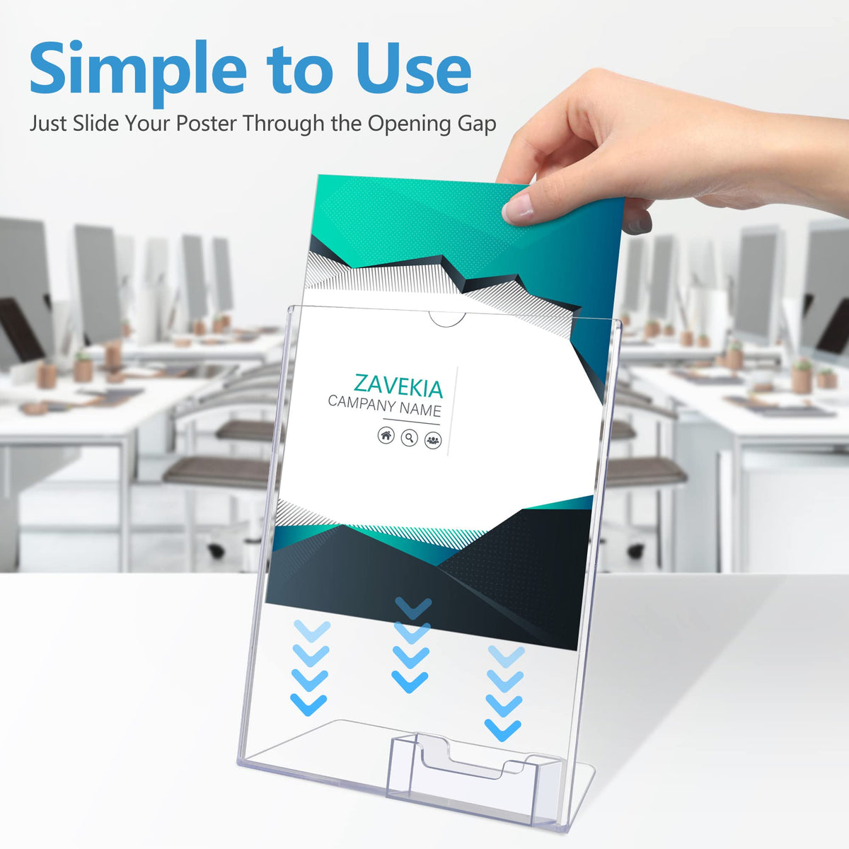zavekia 8.5 x 11 Acrylic Sign Holder with Business Card Holder, Brochure Display Stand for desktop