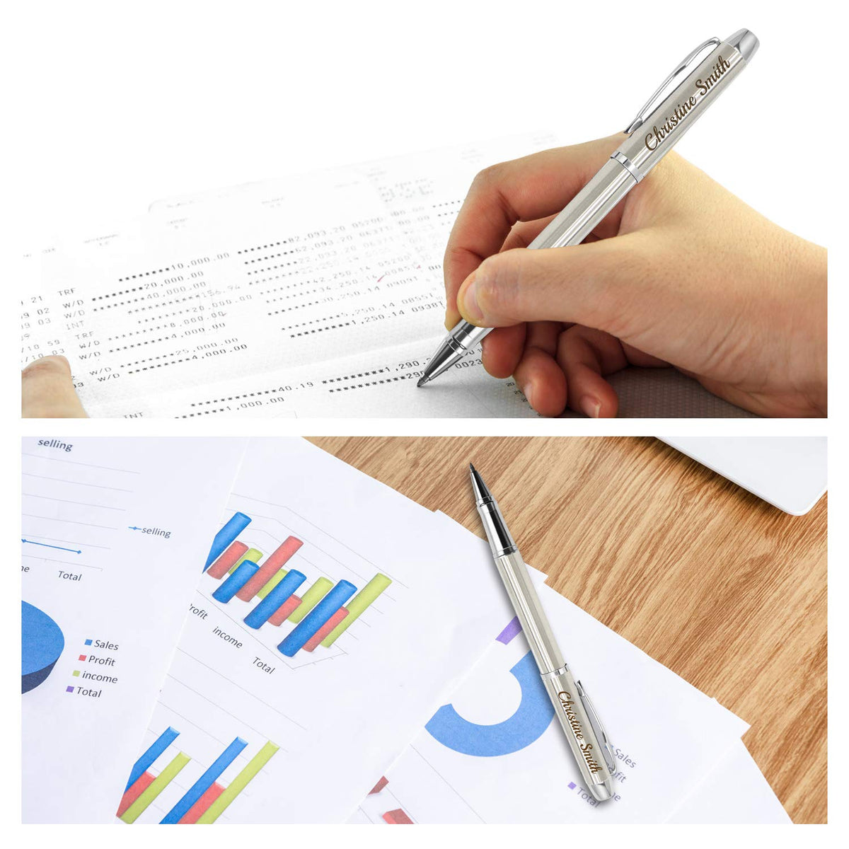 Amlion Personalized Pens Custom Engraved Pen with Name, Refillable Medium Refill, Personalized