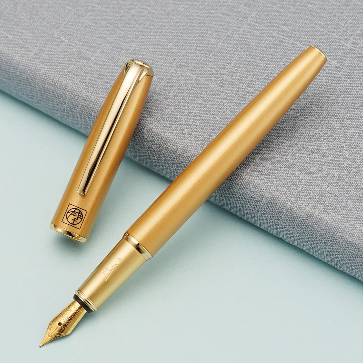 erofa Picasso 916 Golden Fountain Pen with Gift Box Writing Pen Set Medium Nib 0.7mm for Office