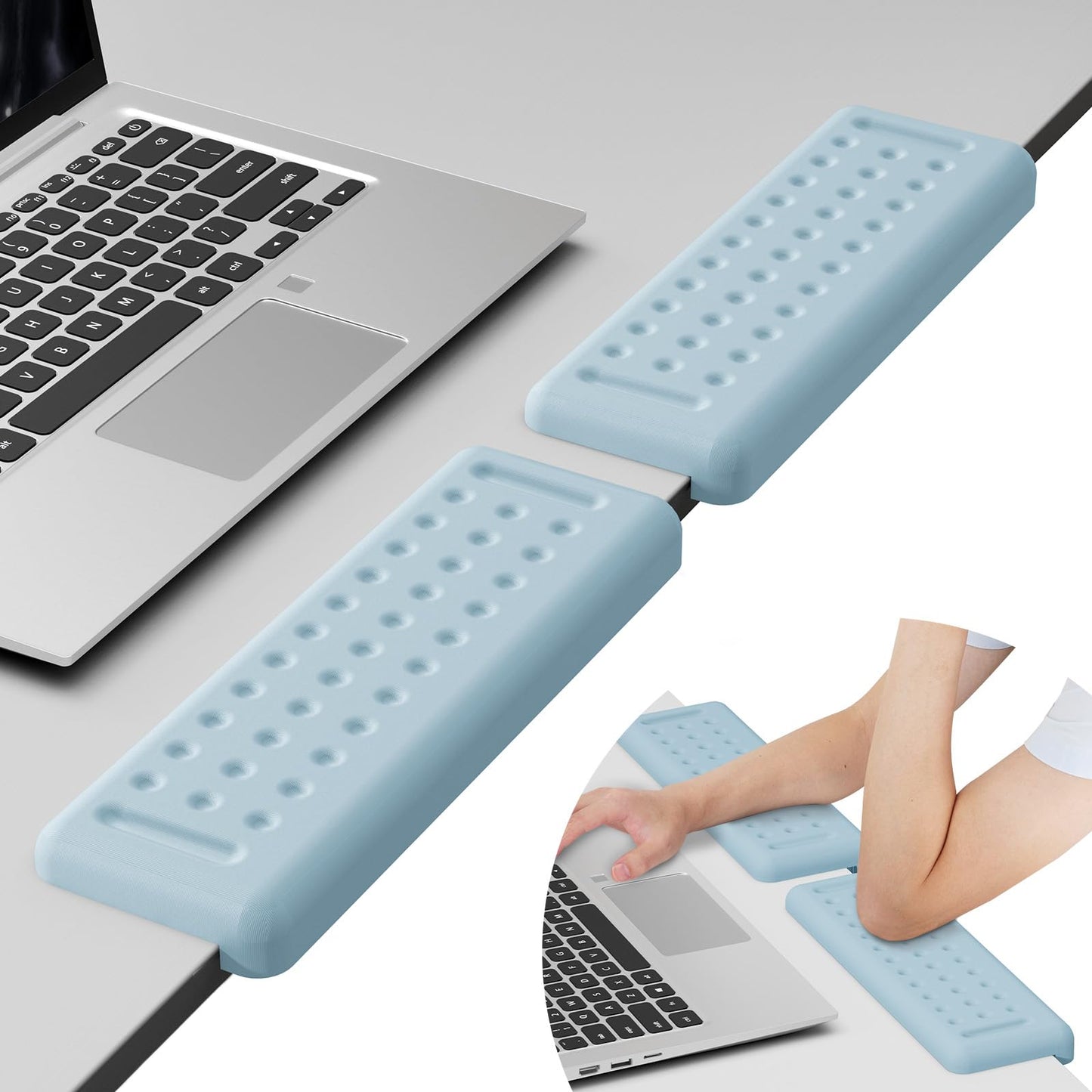 Leolee L-Shaped Desk Elbow Pads for Desk, Blue Memory Foam Arm Rest
