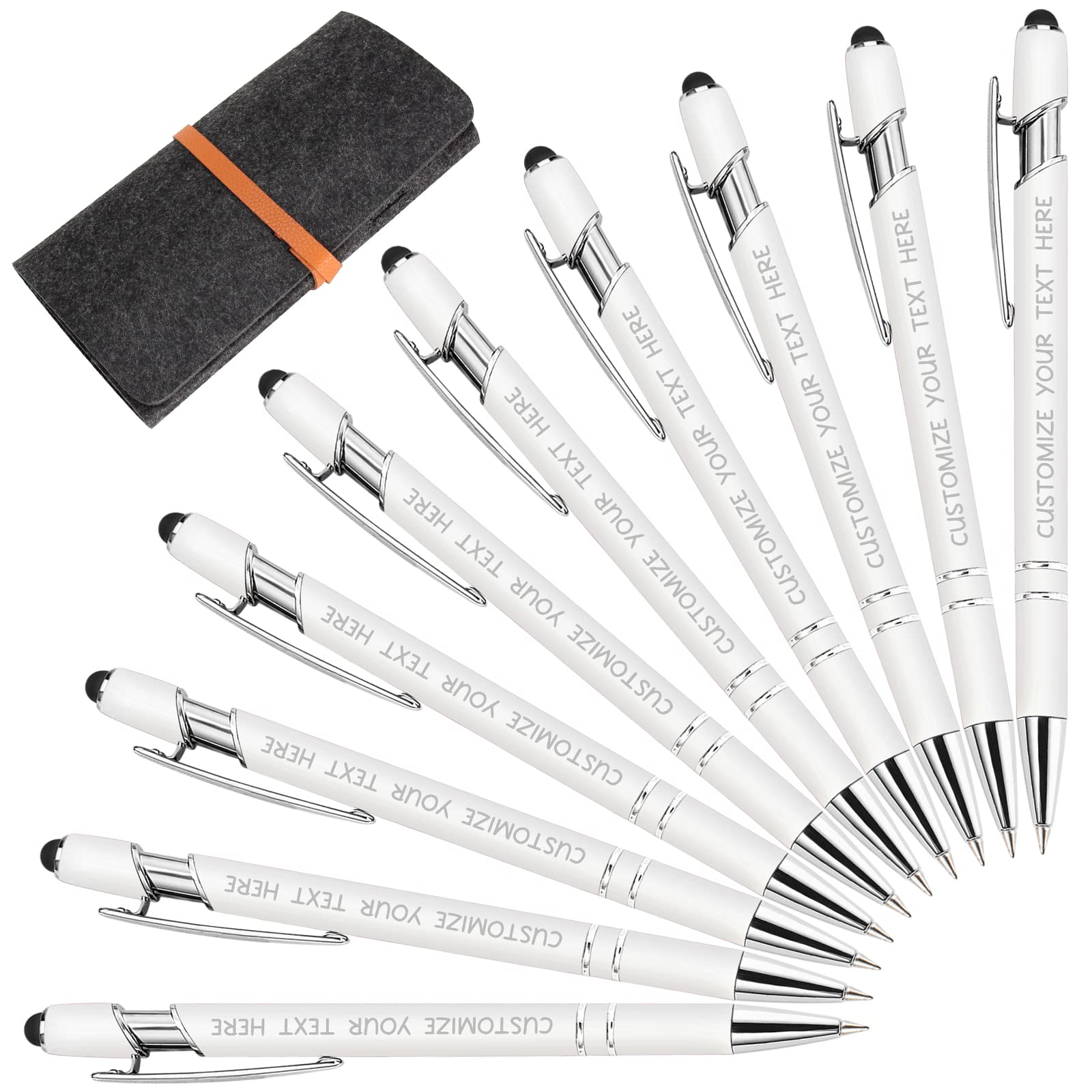 Yananka 12 Pcs Custom Pens with Stylus,Personalized Pens with Free Engraving,Customized Pens with
