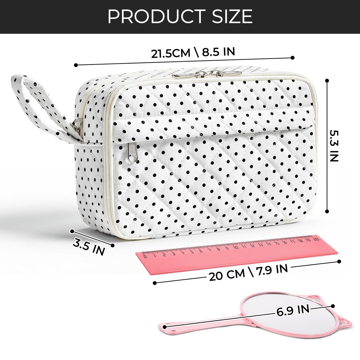 WOBAGMEN Quilted Pencil Pouch for Women, Large Capacity Pencil Case with Compartments, Cute