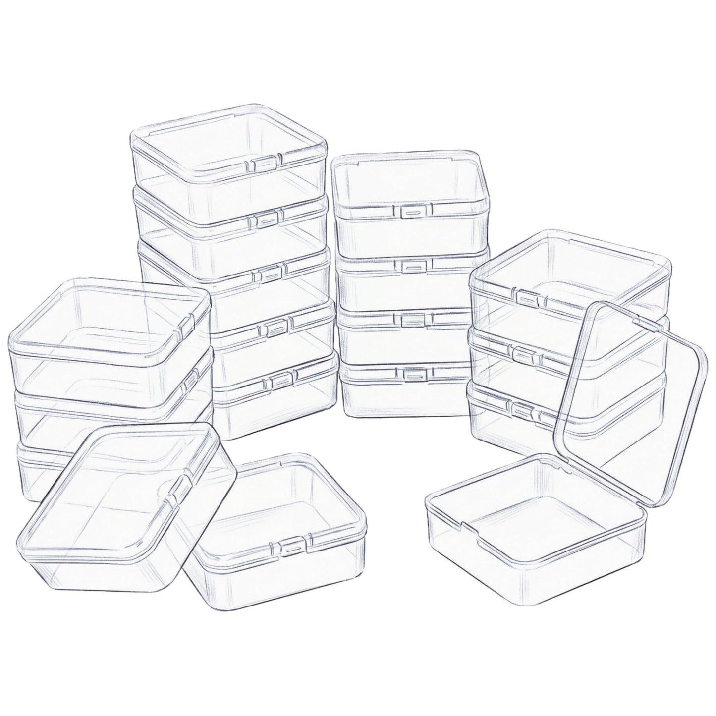 LJY 18 Clear Plastic Boxes, 3.7 x 3.7 x 1.4 in for Small Parts