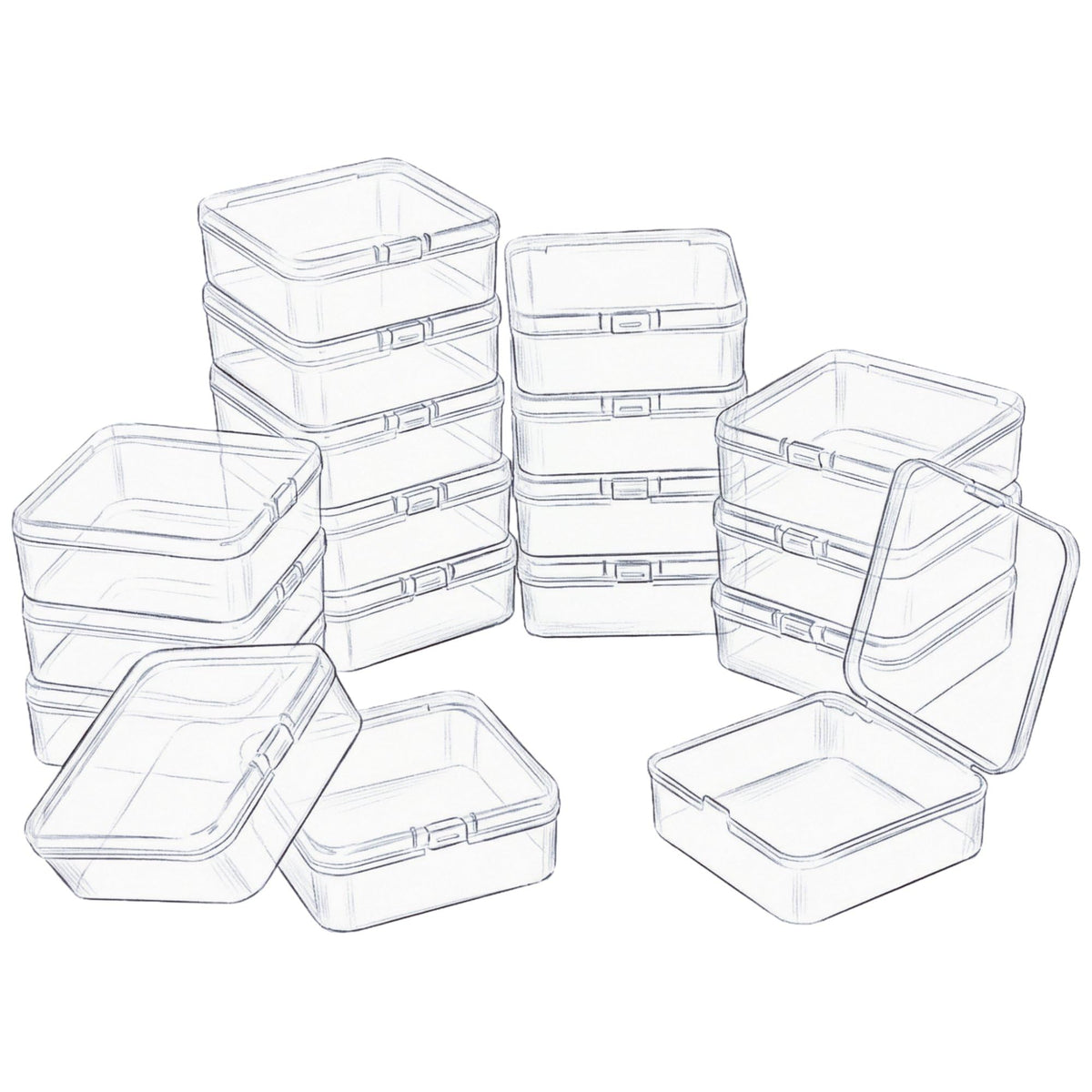 LJY 18 Clear Plastic Boxes, 3.7 x 3.7 x 1.4 in for Small Parts