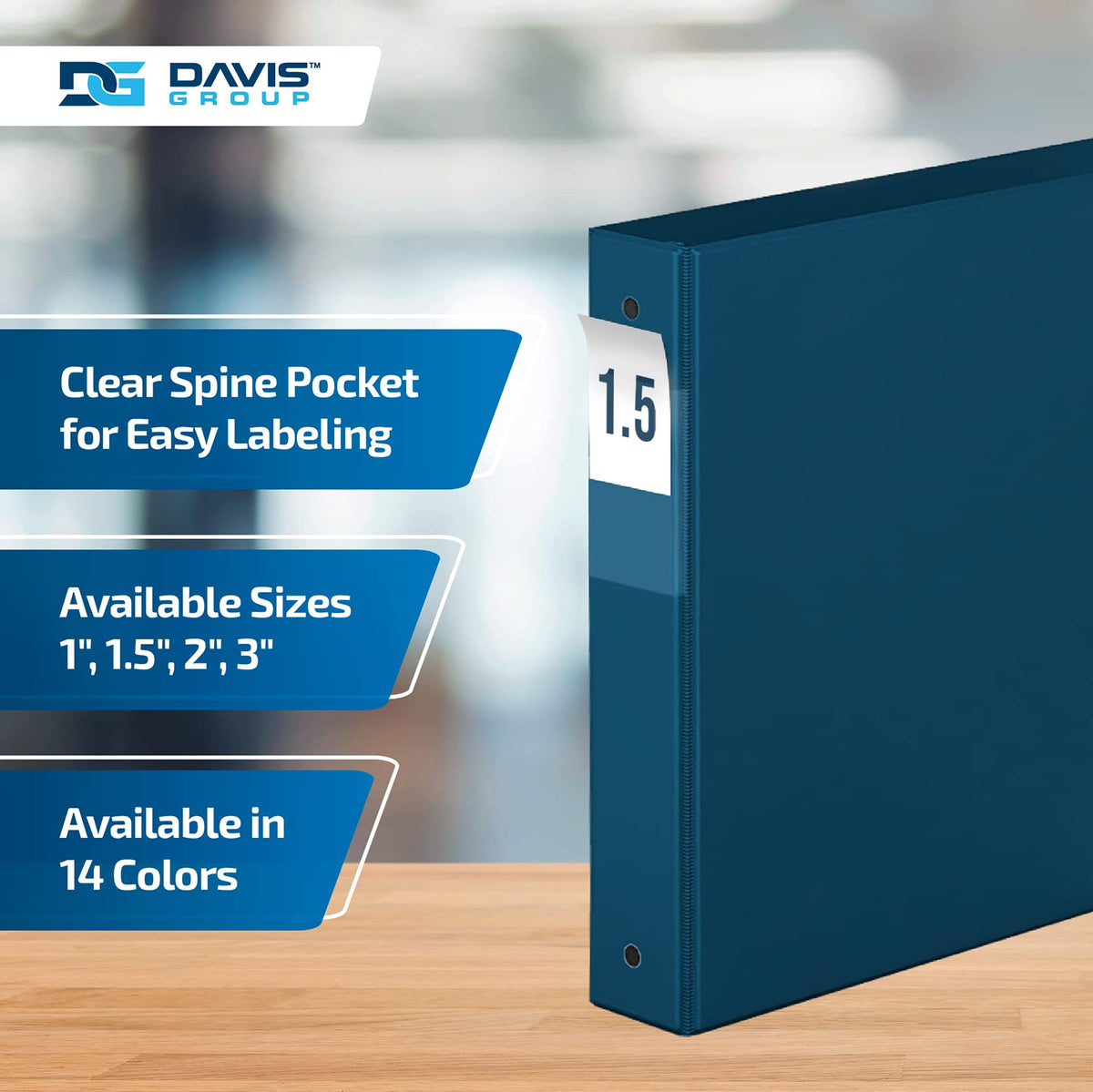 Premium Economy 3-Ring Binder, Spine Label, 1.5" Round Rings, Navy Blue 6Pk