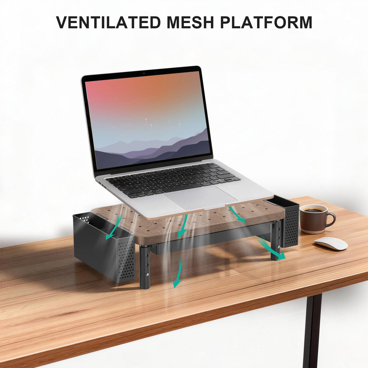 WALI Computer Monitor Stand with Storage and Pen Holder