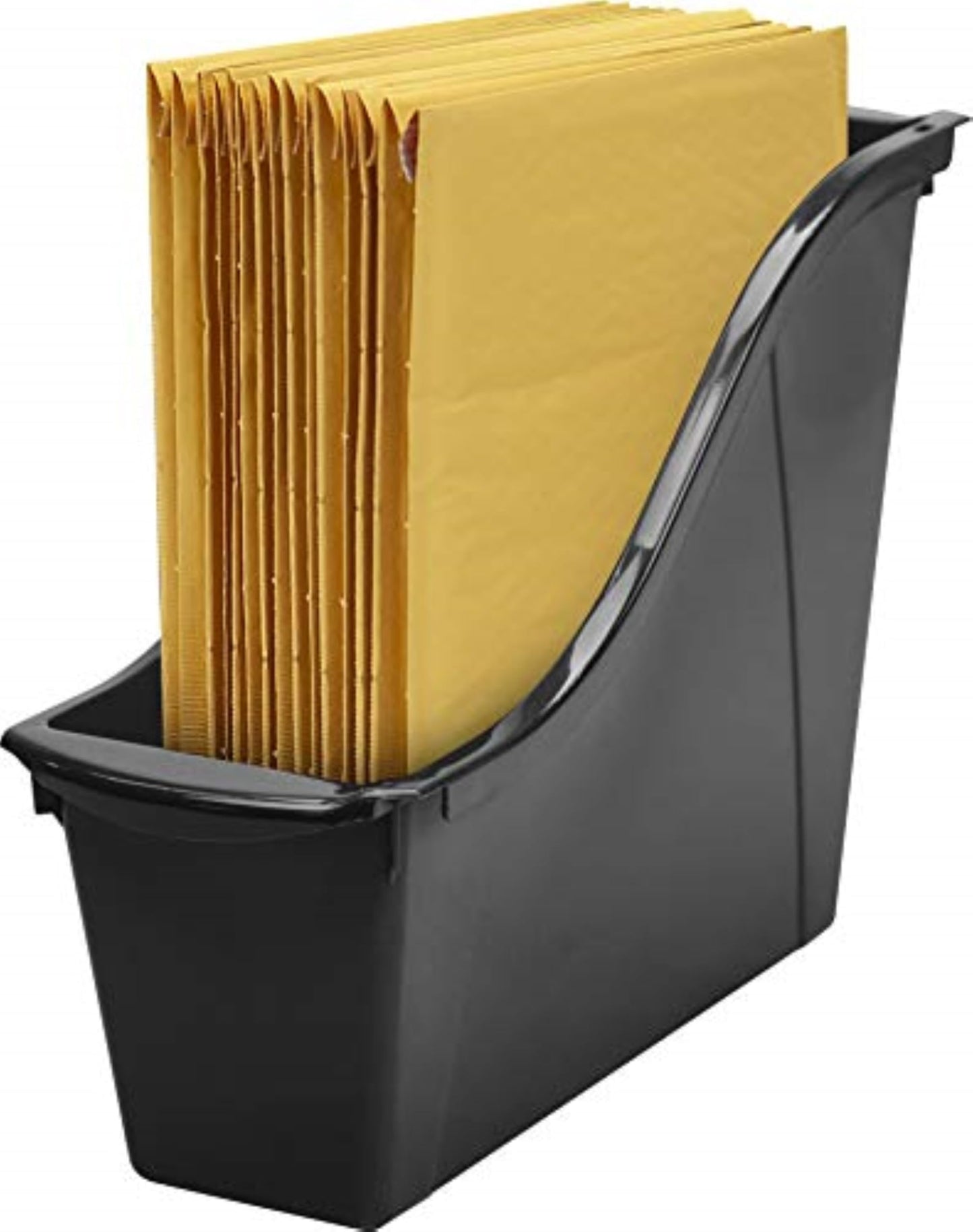 Storex Small Book Bin - Interlocking Plastic Organizer for Home, Office, and Work Space - Black