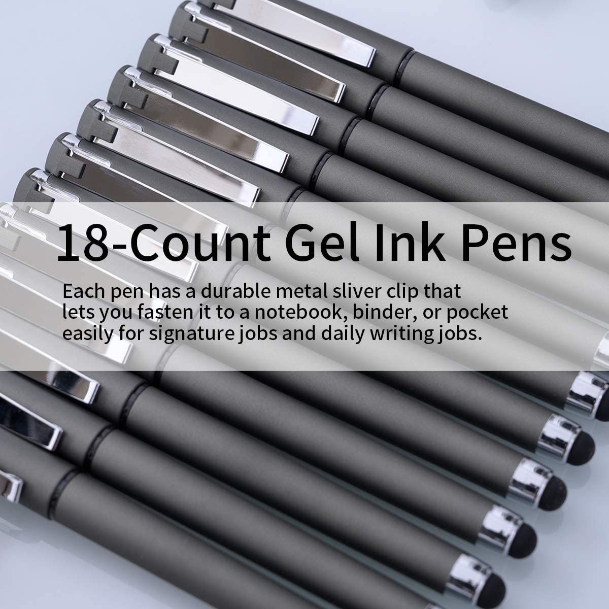 MiSiBao 0.5mm Black Ink Gel Ink Rollerball Pens 2 in 1 Medium Point Pens with Stylus Work Pen