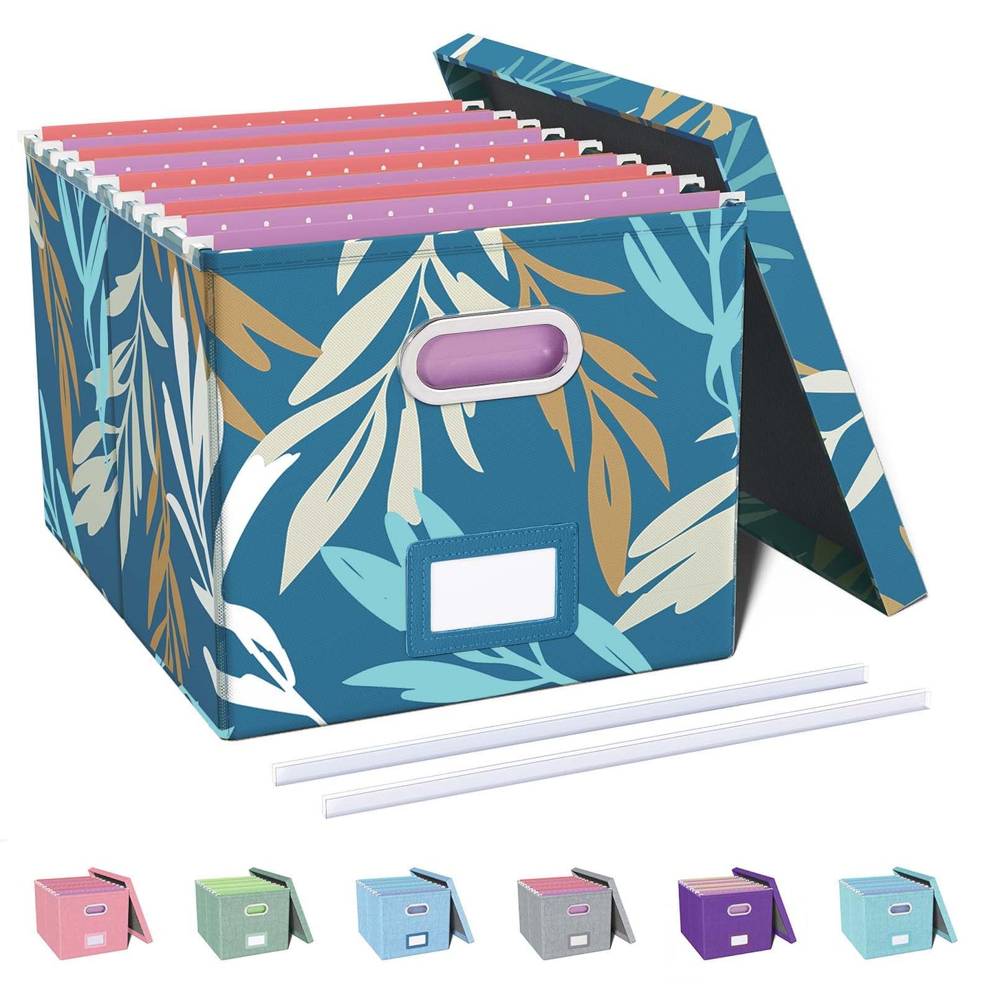 Oterri File Organizer with Lid, File Box, File Cabinet for Letter File Folder Storage, Hanging File