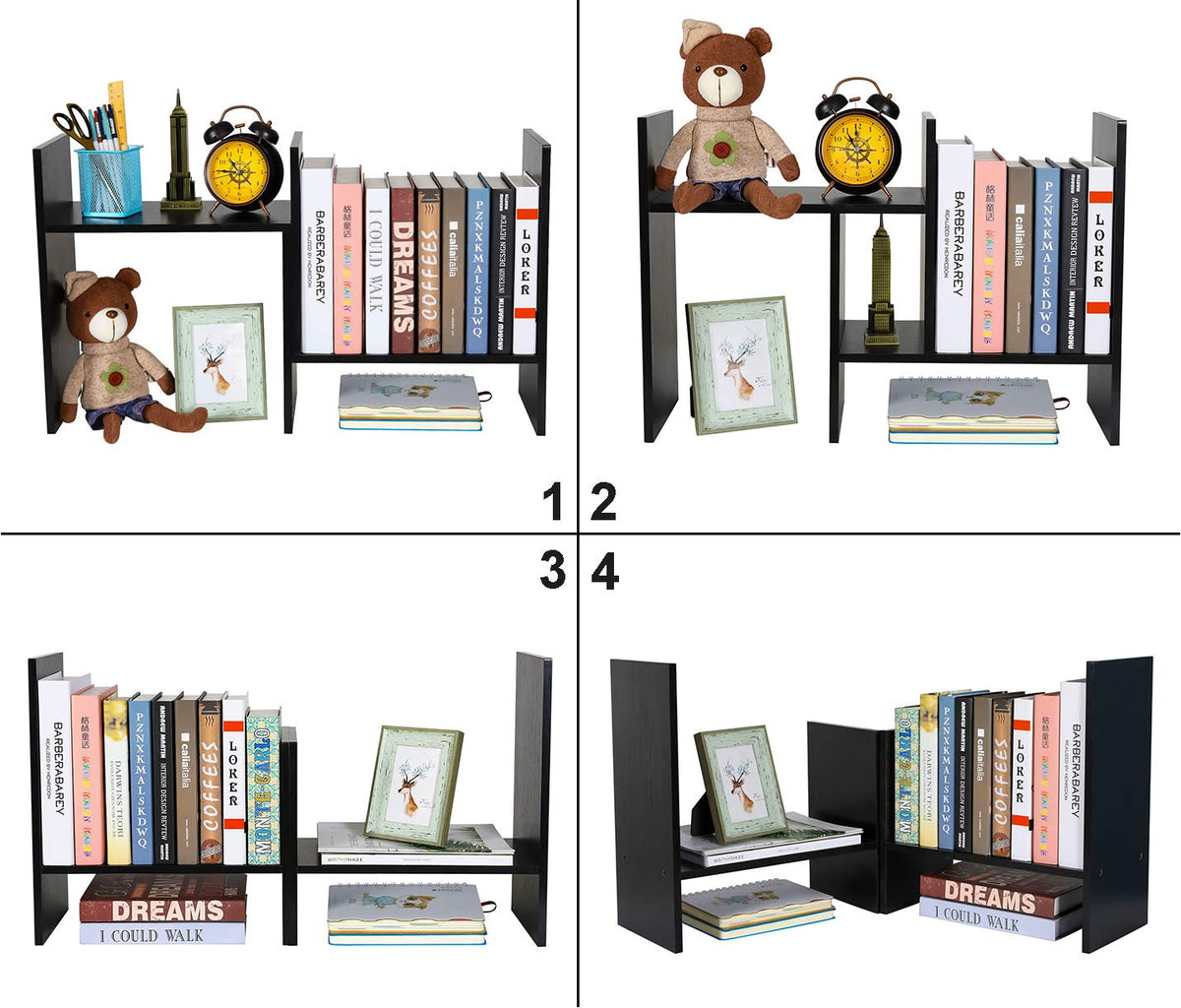 PAG-Mass Desktop Bookshelf Freestanding Wooden Countertop Bookcase Accessories Organizer Display