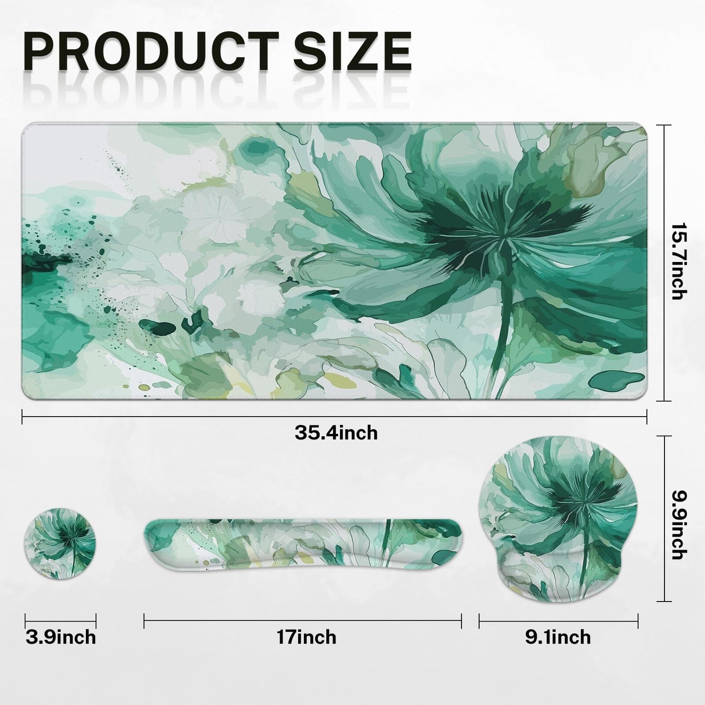 Britimes Keyboard Mouse Pad Set, 4 in 1 Desk Mat Set, Colorful Floral