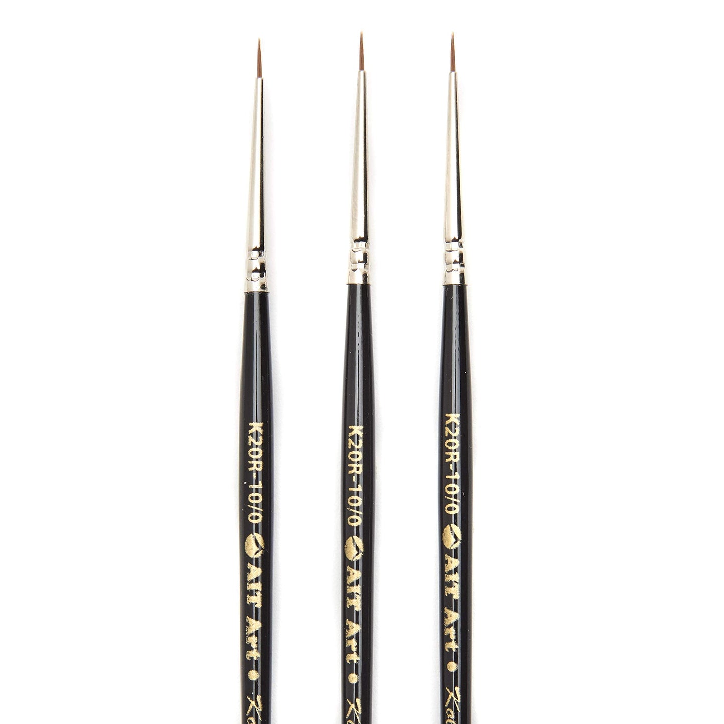 AIT Art Premium Round Detail Kolinsky Paint Brushes, Size 10/0, Pack of 3, Pure Russian Red Sable
