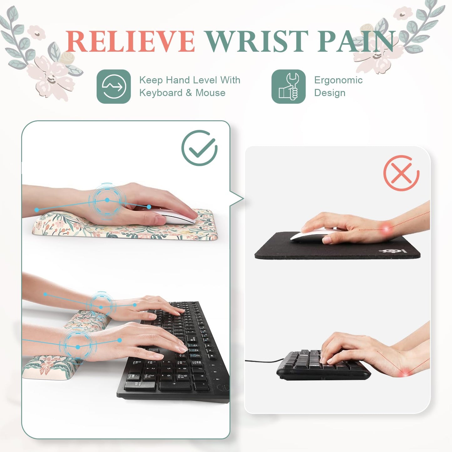 iLeadon Pink Desk Mat Set Cute,Mouse Pad and Keyboard Pad Mat for Desk