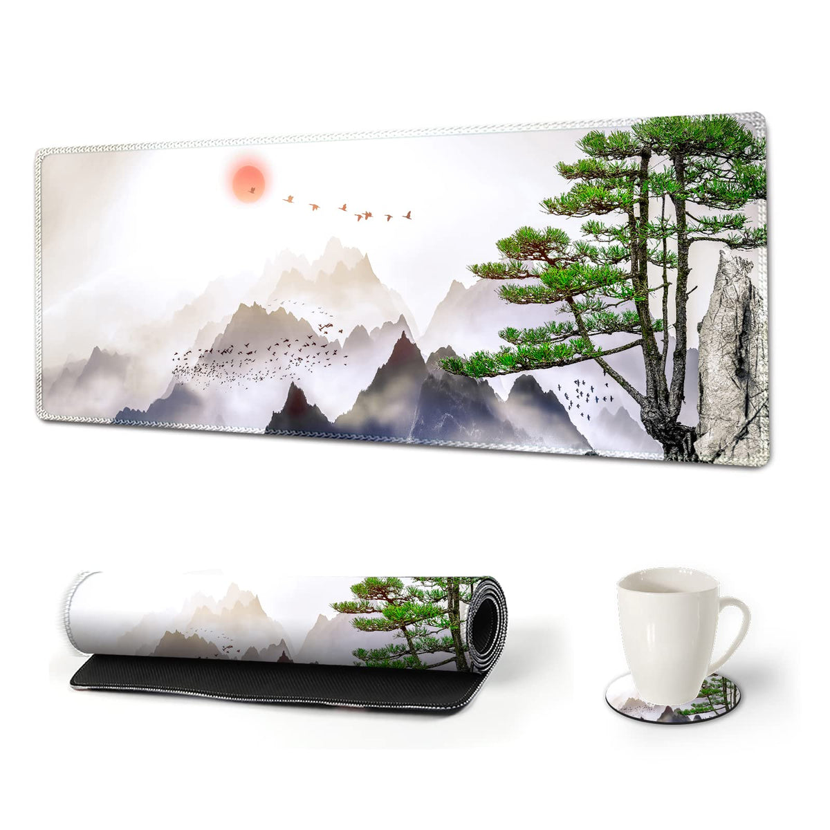 AIMSA Large Gaming Mouse Pad Extended Mouse Pad with Stitched Edge, Keyboard Mouse Mat Non-Slip
