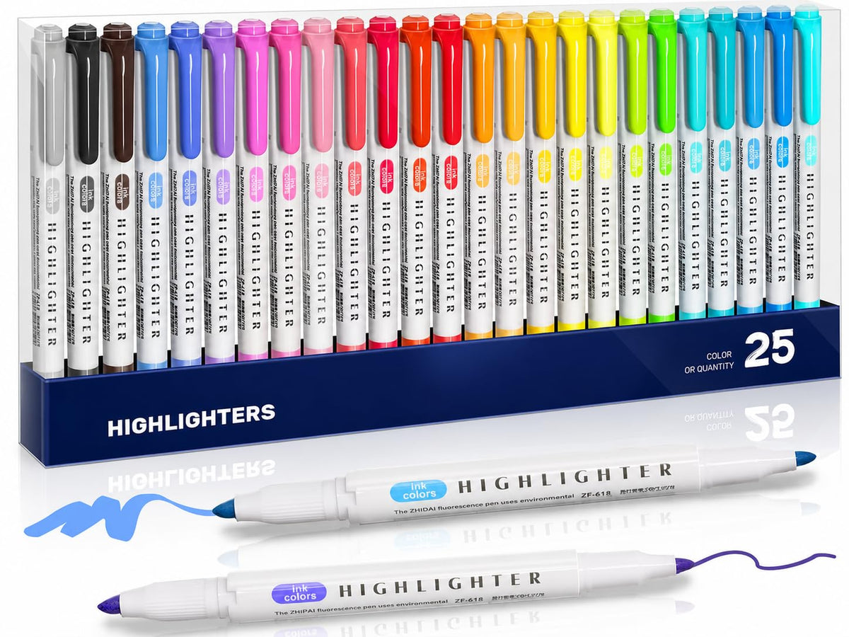 YOOUSOO 25 Pack Pastel Highlighters Assorted Colors No Bleed