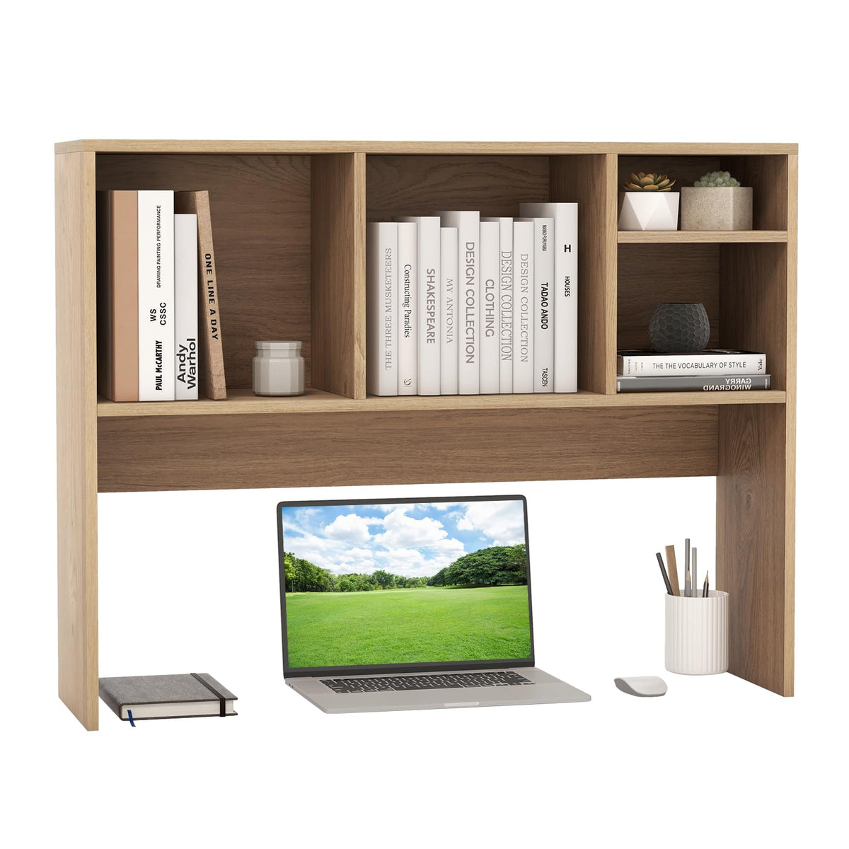 Giantex Desktop Bookshelf, Countertop Storage Hutch with 4 Shelves for Computer Desk, Dressing
