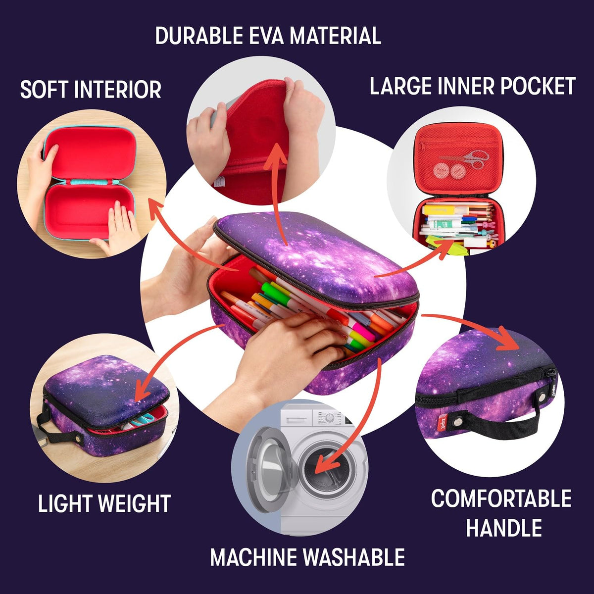 ZIPIT Jumbo Pencil Case, Cute Aesthetic Large Capacity Pencil Box, Purple