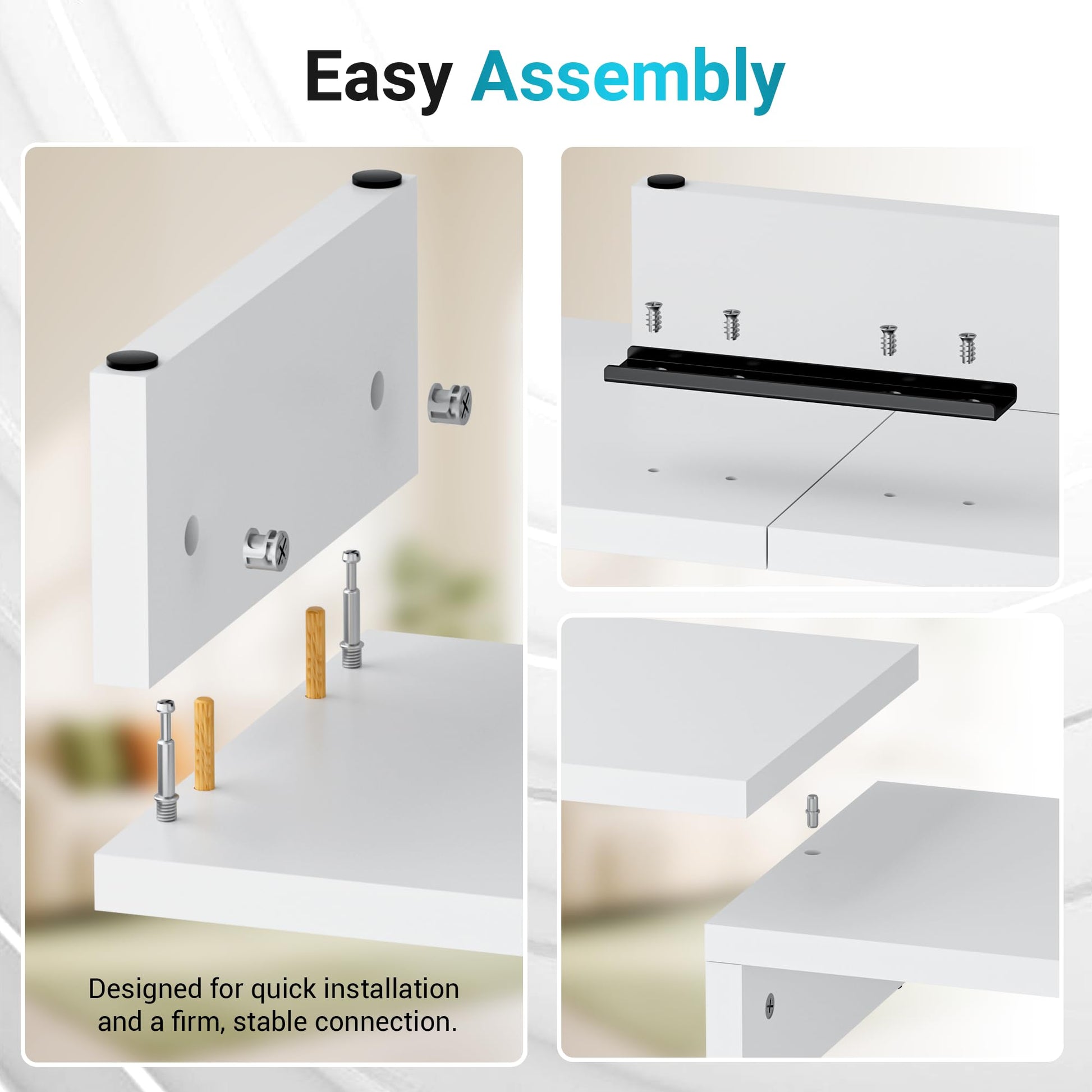 BONTEC Triple Monitor Stand Riser with Smartphone Holder, White