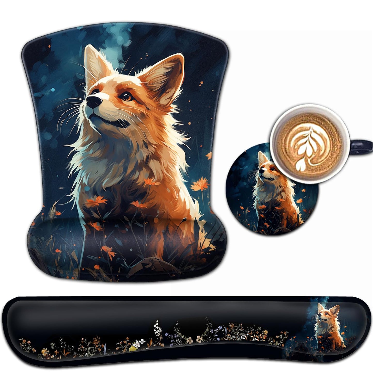 Keyboard Wrist Rest and Mouse Pad Wrist Support Set, Ergonomic Gel Mouse Pad Wrist Rest with
