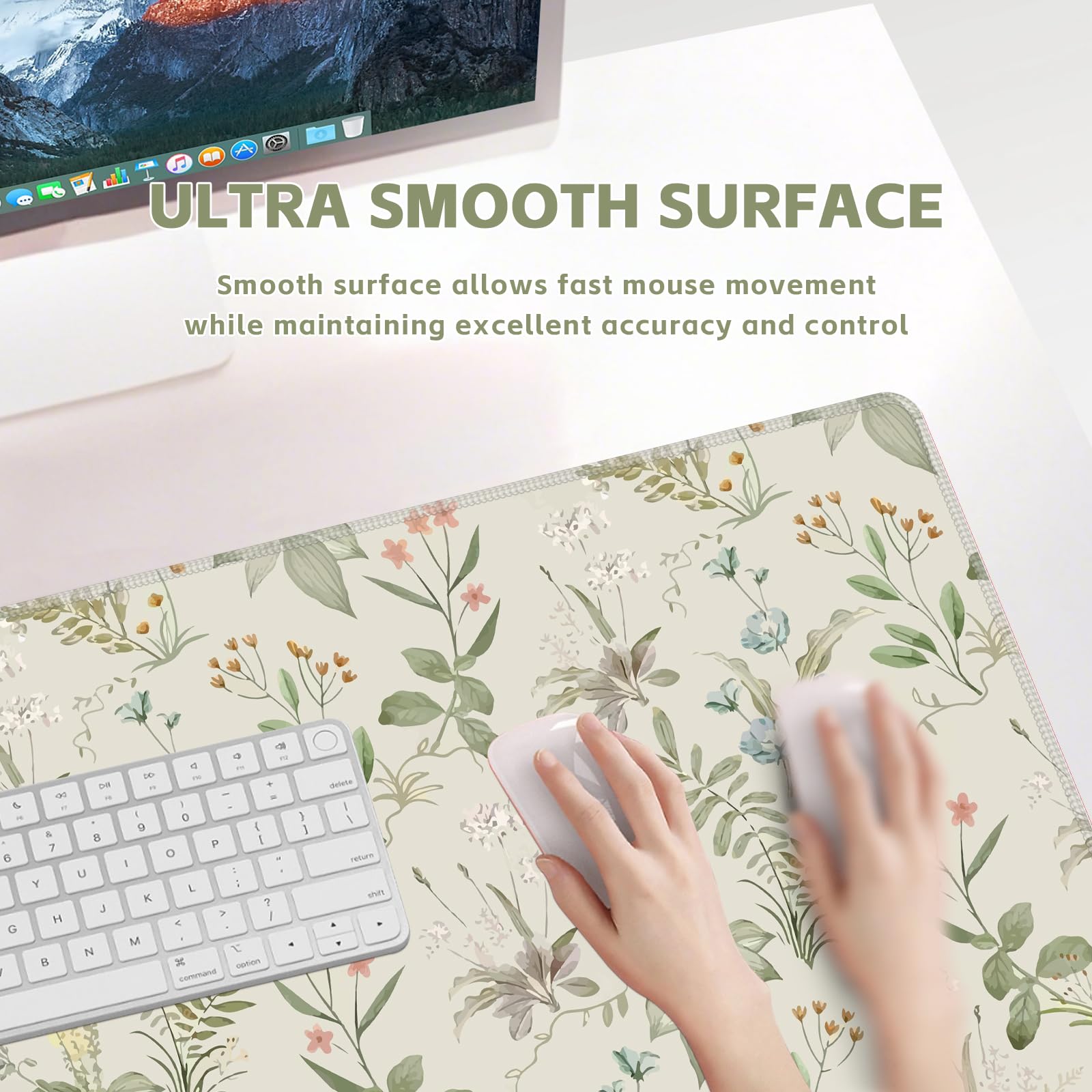 Baziabbo Green Desk Mat,XXL Extended Large Mouse Pad,Gaming Mousepad with Stitched Edge,Non-Slip