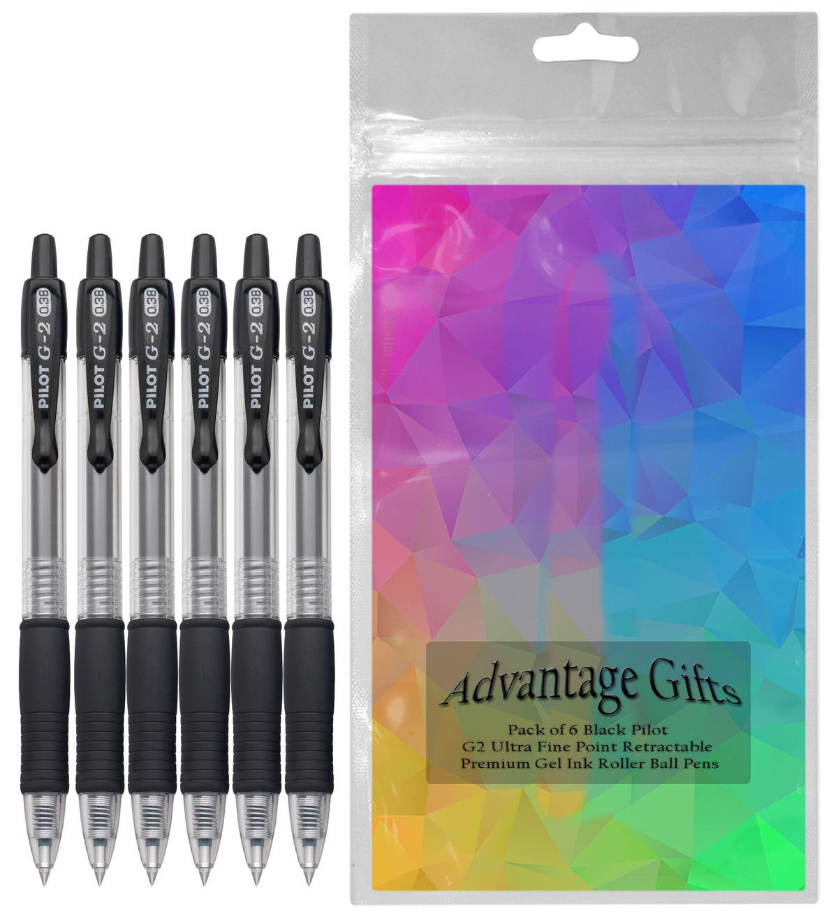 Advantage Gifts G2 Retractable Premium Gel Ink Roller Ball Pens Ultra Fine Point (.38mm) Black Ink