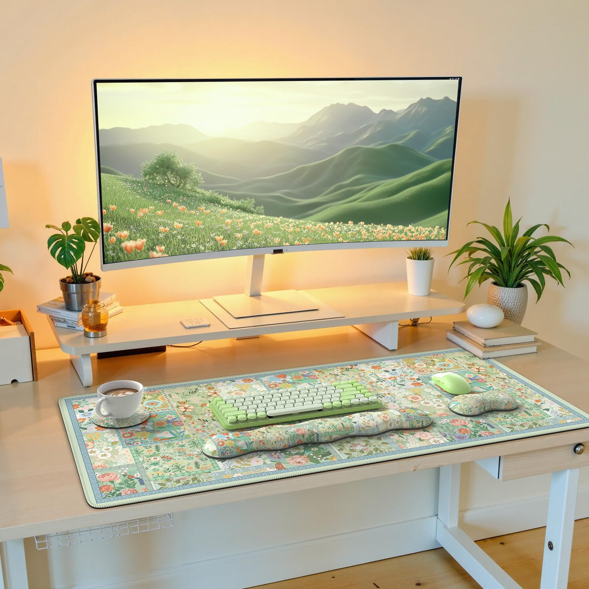 iLeadon Mouse Pad and Keyboard Wrist Rest, Large Computer Desk Mat Set