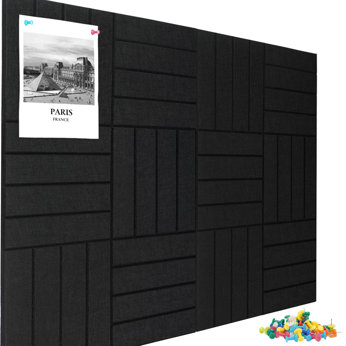 Large Cork Board Alternative 48" X 36" Bulletin Board - 12 Pack Removable Felt Wall Tiles, Cork