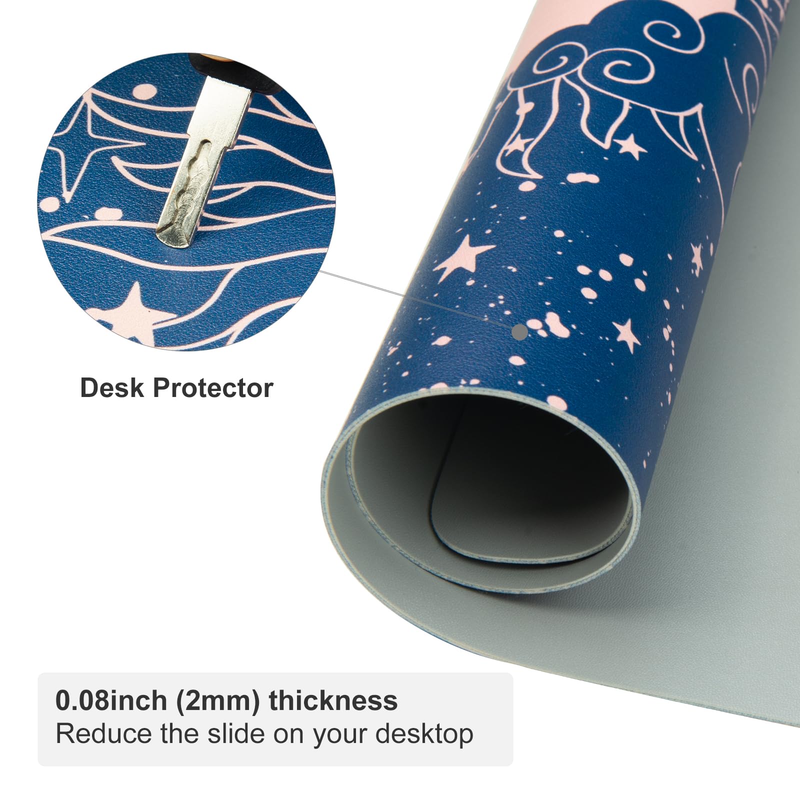Faux Leather Large Mouse Pad, Office Desk Mat, 31.5"x15.7", Starry Sky