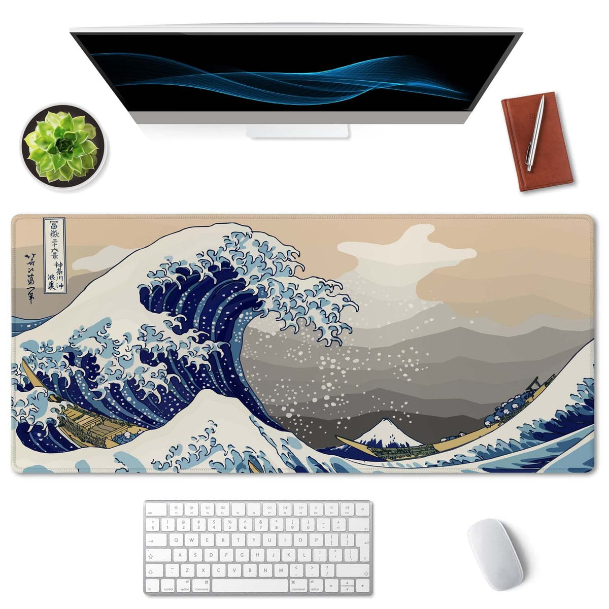 SSOIU Extended Gaming Mouse Pad (35.5x15.7 in), Large Stable Rubber Base Mousepad with Stitched