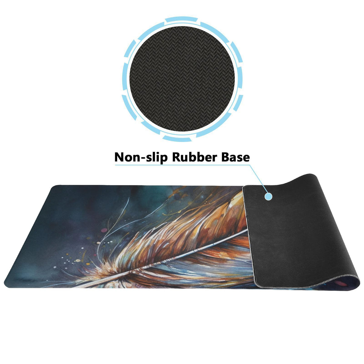 Colorful Feather Mouse Mouse Pad - Non-Slip XL Gaming Mat for Office and Home, 31.5 x 11.8 Inch