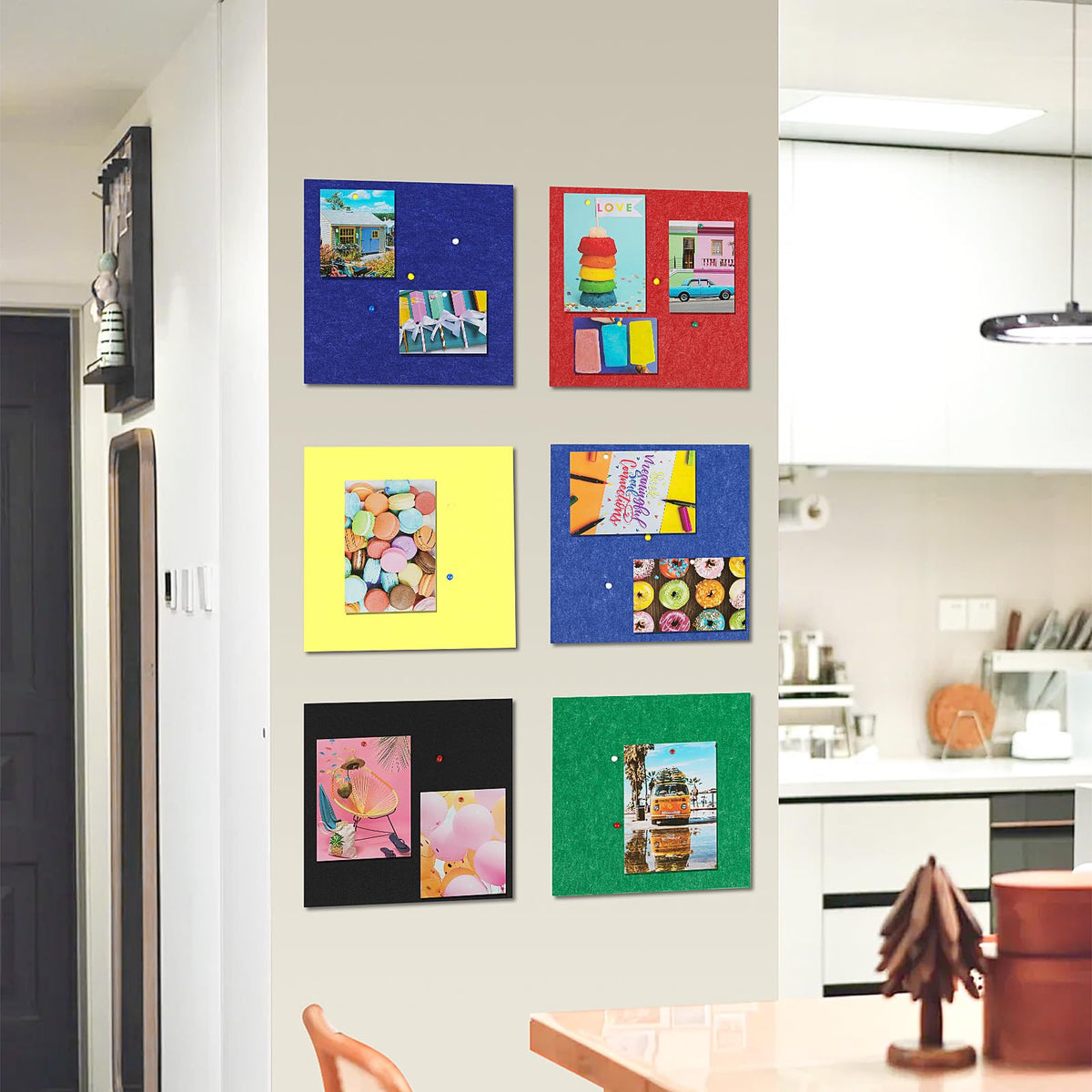 Bulletin Board, 6 Pcs Large Cork Board for Wall 36" x 24", Felt Pin Board Tiles with 40 Pushpins