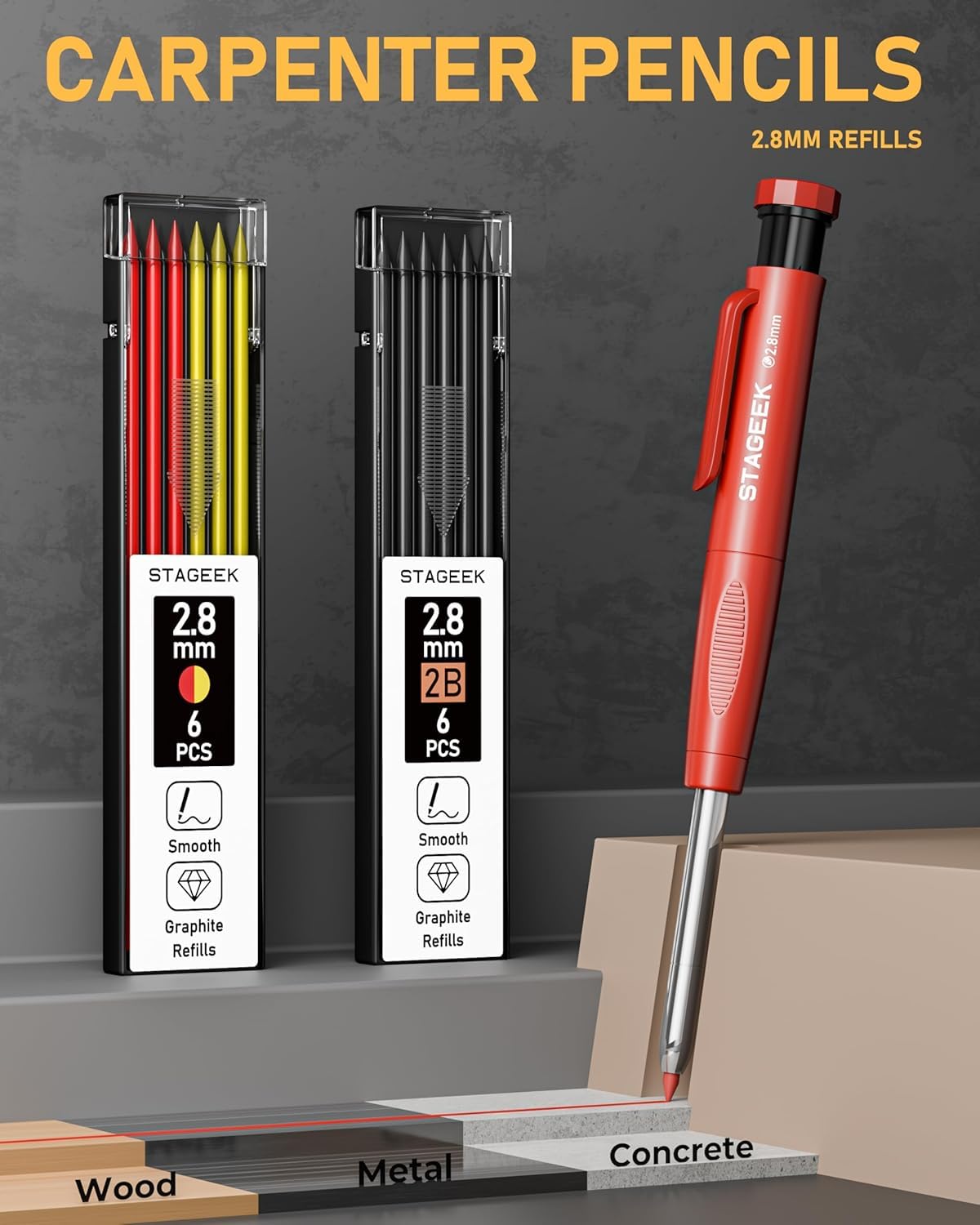 STAGEEK 14 Pack Carpenter Pencil Set with Sharpener