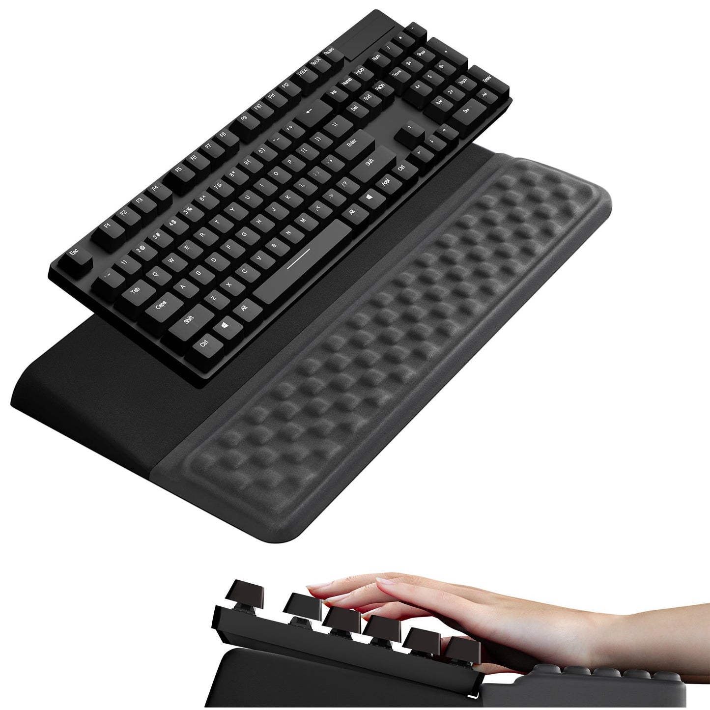 Ospelelf Keyboard Wrist Rest, Ergonomic Memory Foam Wrist Support for Typing & Gaming, Tilted