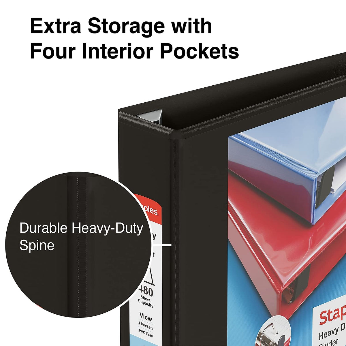 Staples Heavy-Duty 2-Inch 3-Ring View Binder, Black