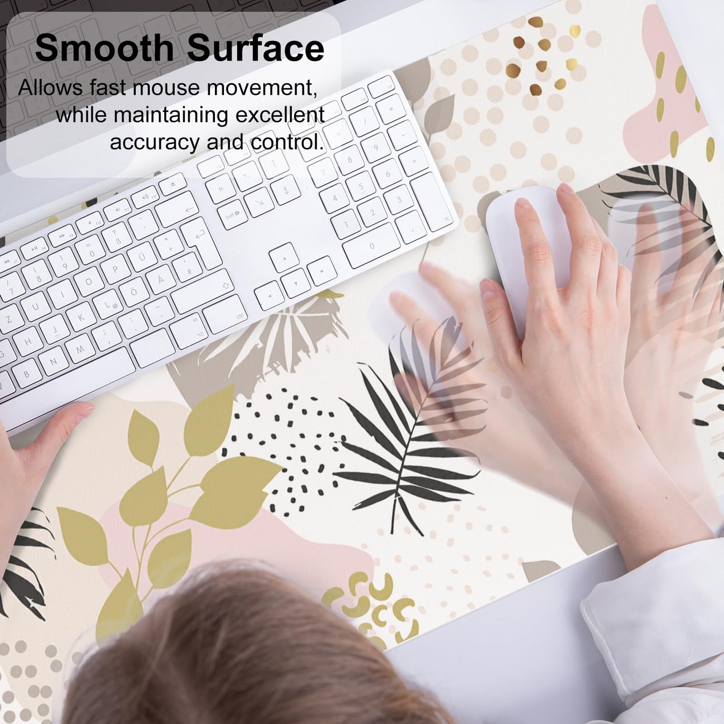 QiyI PU Leather Large Mouse Pad, Office Decor, 31.5" x 15.7", Tropical