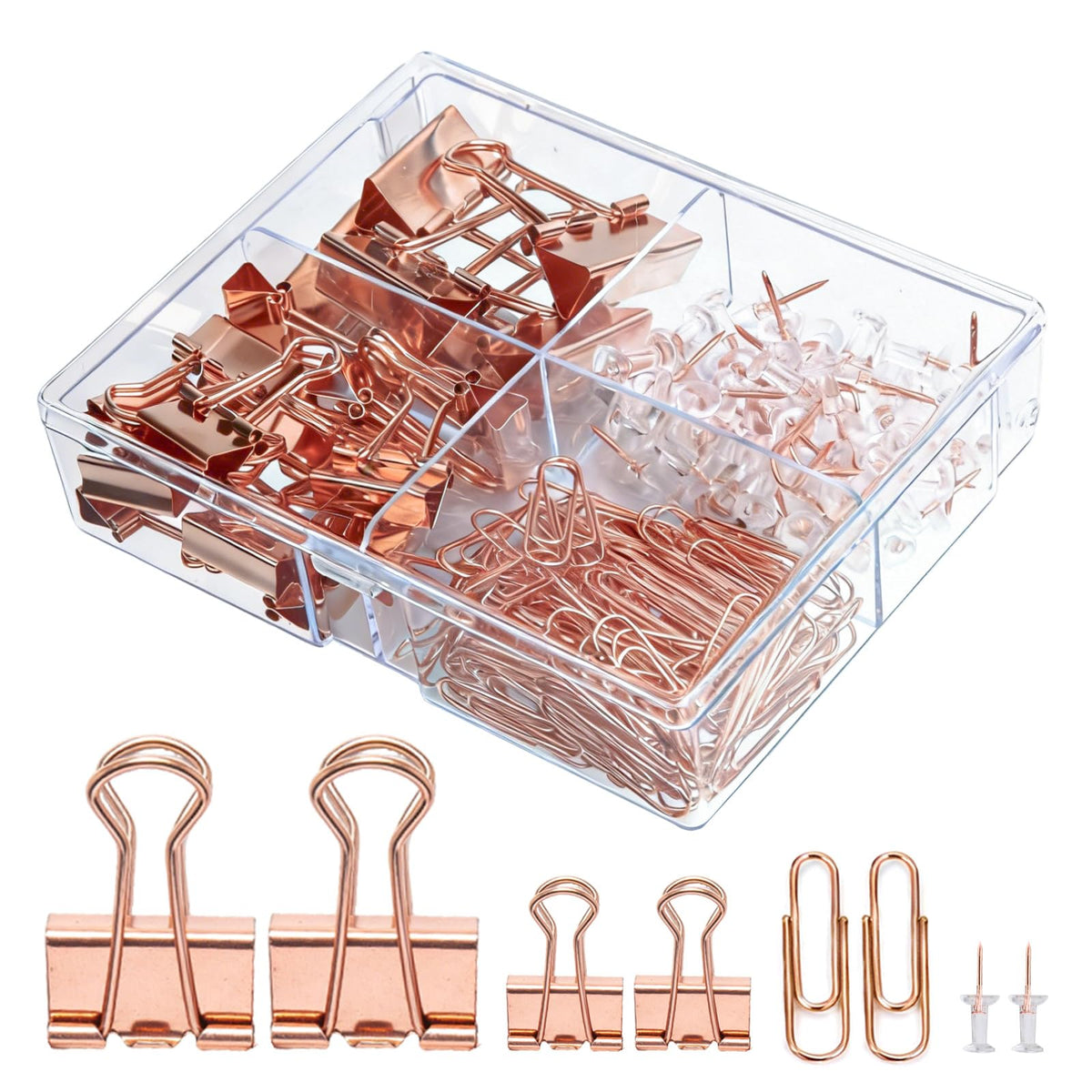 CREECHWA Cute Paper Clips Binder Clips Combo Set, 165 Psc, Assorted Size Paper Clips for Office