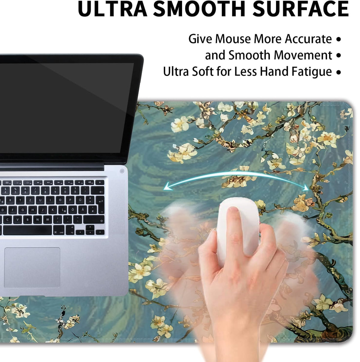 Almond Blossoms Large Mouse Pad,Gaming Keyboard Desk Pad,Extended Mouse Mat Non-Slip Rubber Base