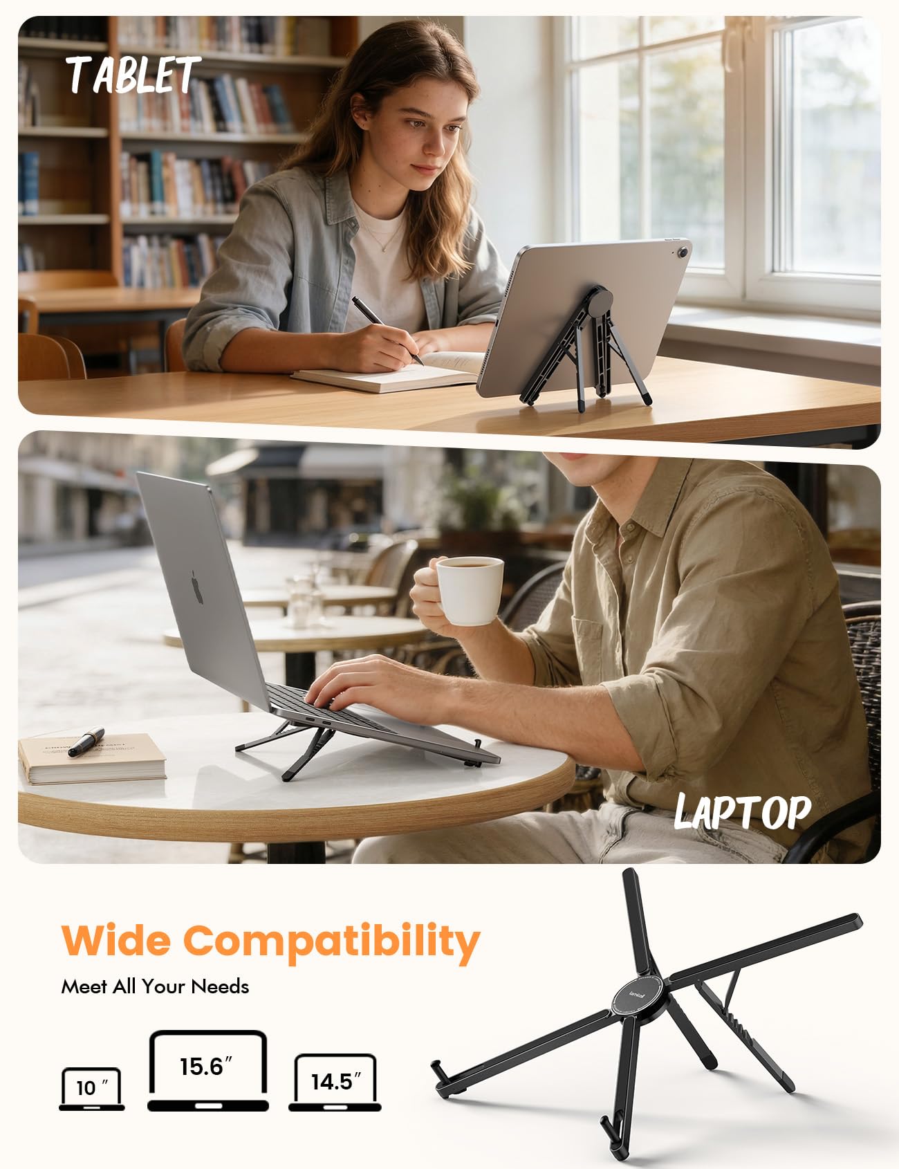 Lamicall Portable Laptop Stand for Desk Travel 0.47in Ultra-Slim Non-Magnet