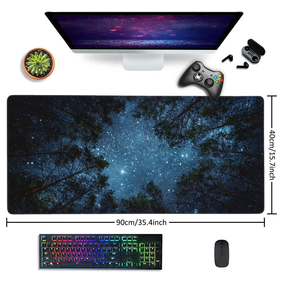 Beautiful Night Sky and Milky Way Gaming Mouse Pad XXL Large Desk Mouse Pad Keyboard Mat with