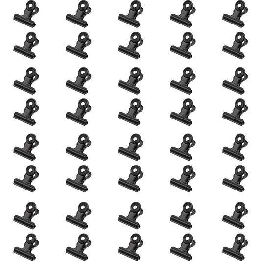 40 Pack Metal Bulldog Clips, Small Bull Binder Paper Clips, Black
