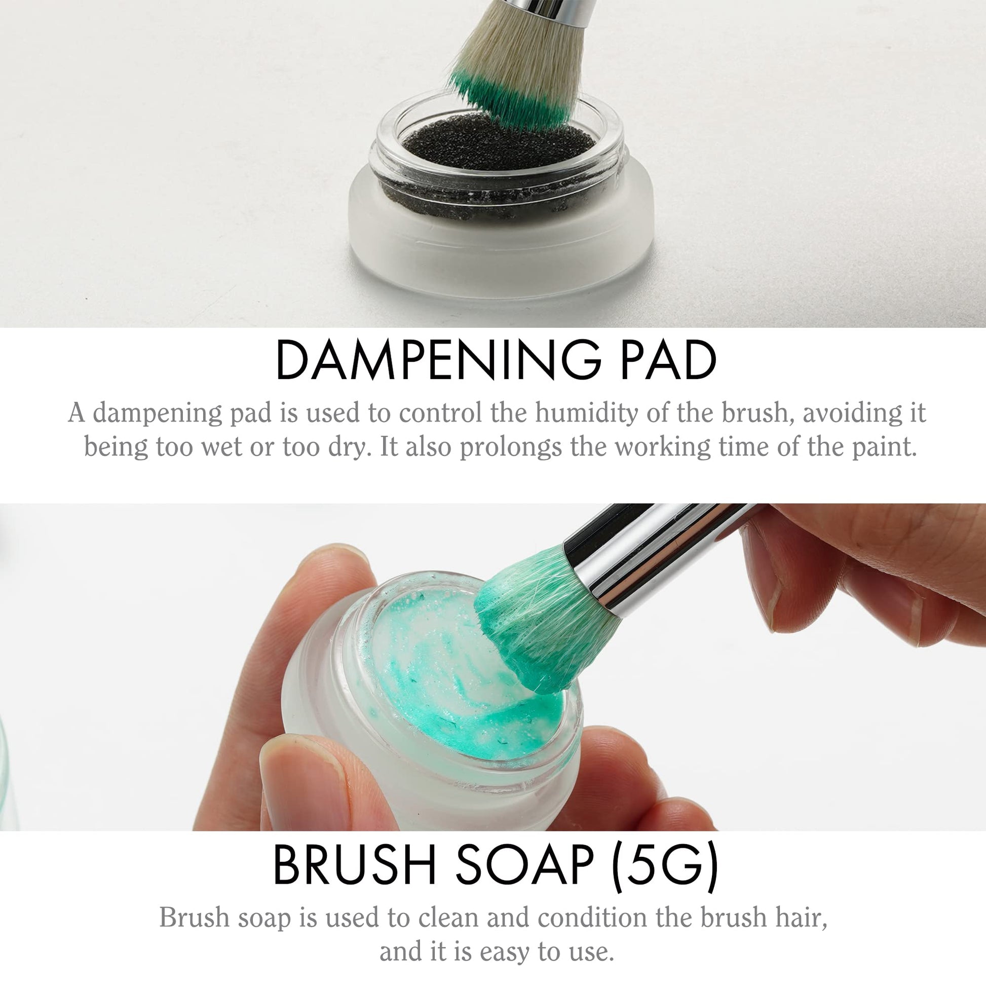 ARTIFY Drybrush Set with Dampening Pad and Brush Soap: 5 Sizes Professional-Grade Dry Brush for