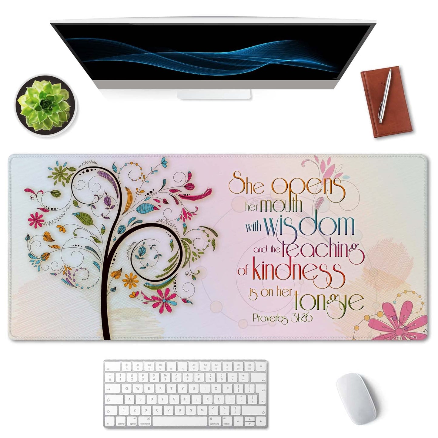 SSOIU Inspirational Christian Bible Verse Proberbs Quotes Extended Gaming Mouse Pad 35.5x15.7 in