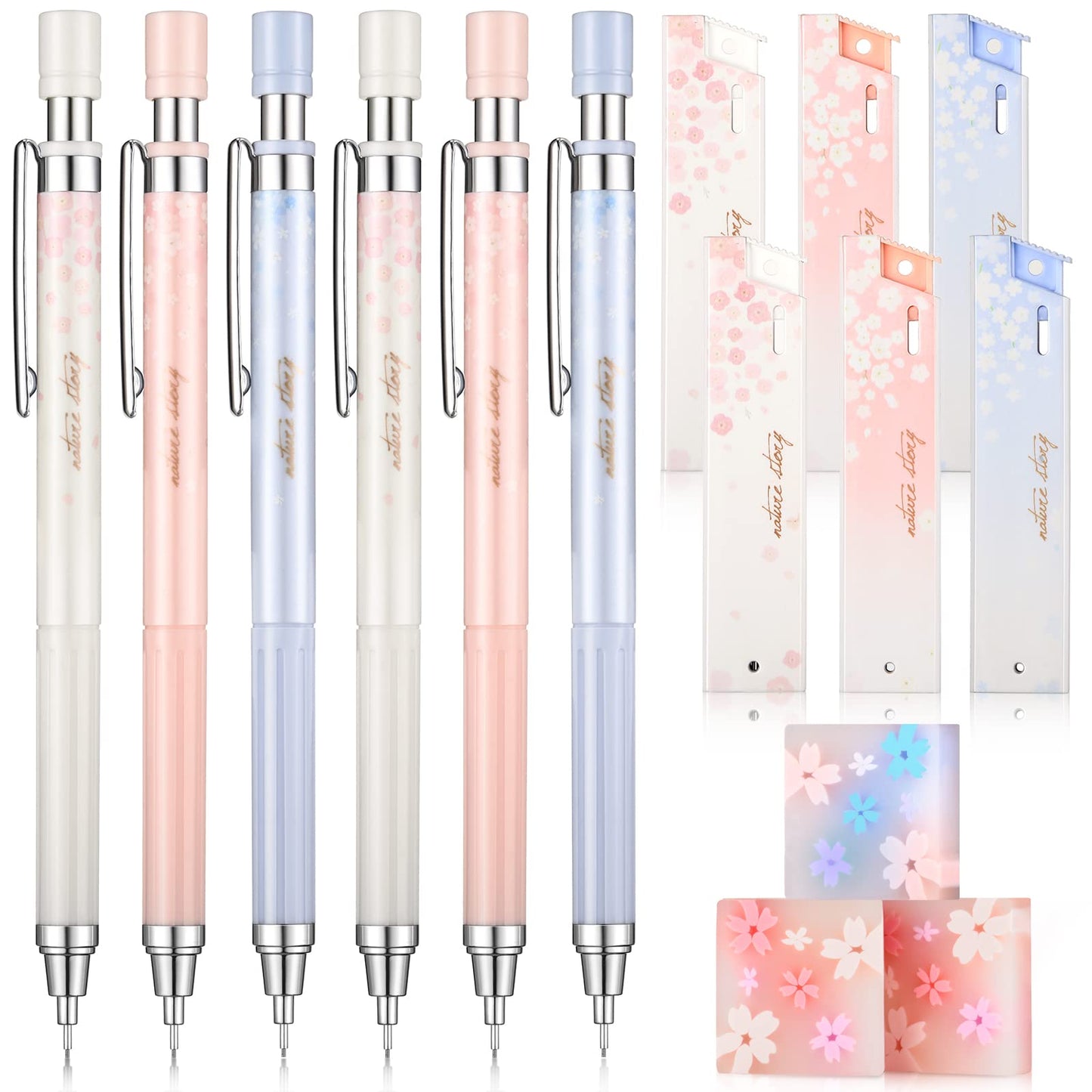 Chinco 15 Pcs Mechanical Pencils Set with Lead Refills and Erasers, 0.5 mm