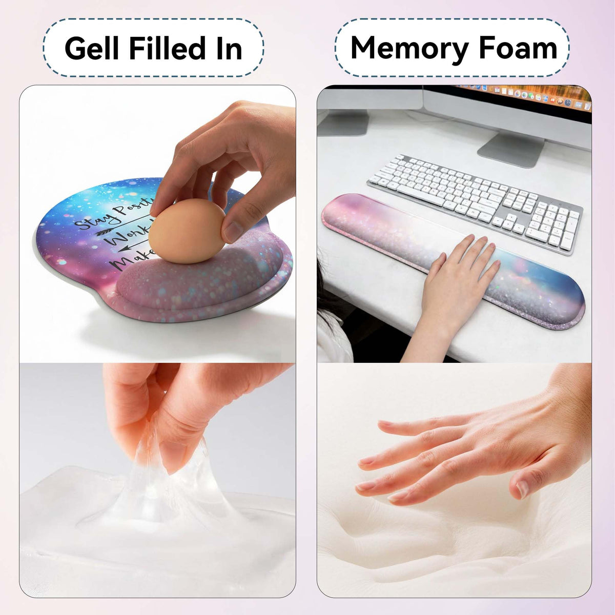 Desk Mat Set + Keyboard and Mouse Pad with Wrist Rest Support,4-in-1 Large Mousepad Computer Mats