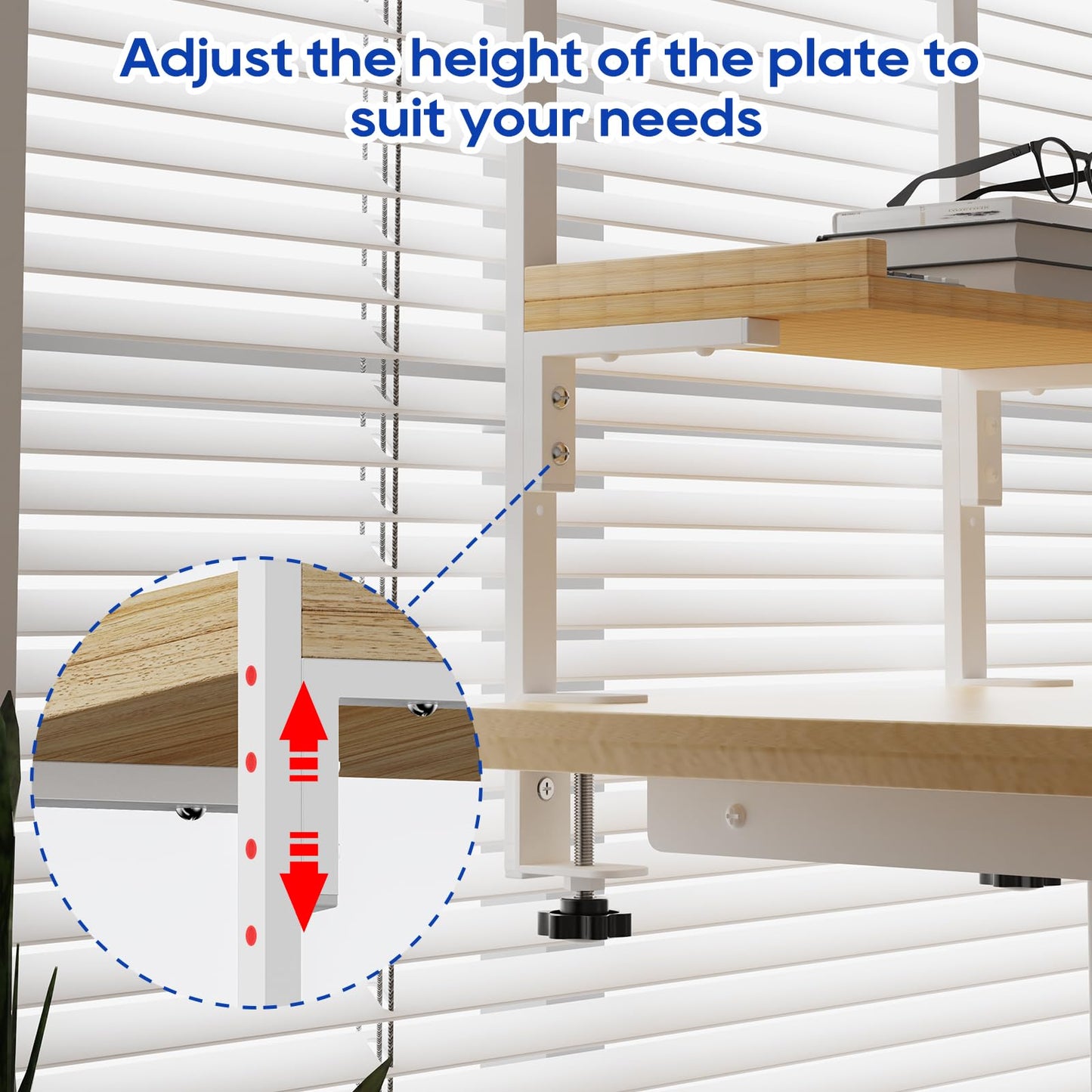 ART-GIFTREE Clamp On Desk Shelf 2-Tier, 12.6 inch Wood Shelving Unit for Office Desk/Gaming