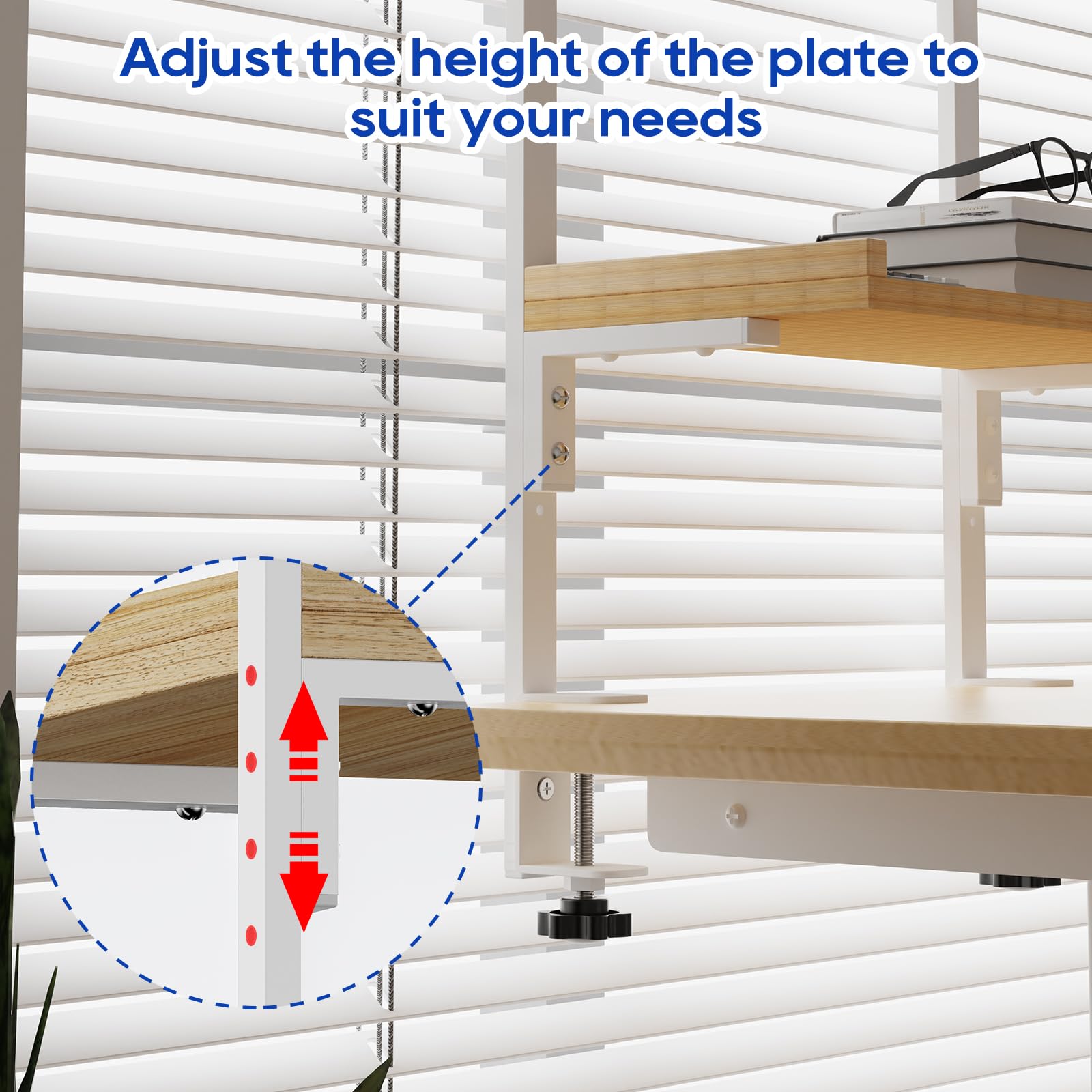 ART-GIFTREE Clamp On Desk Shelf 2-Tier, 12.6 inch Wood Shelving Unit for Office Desk/Gaming