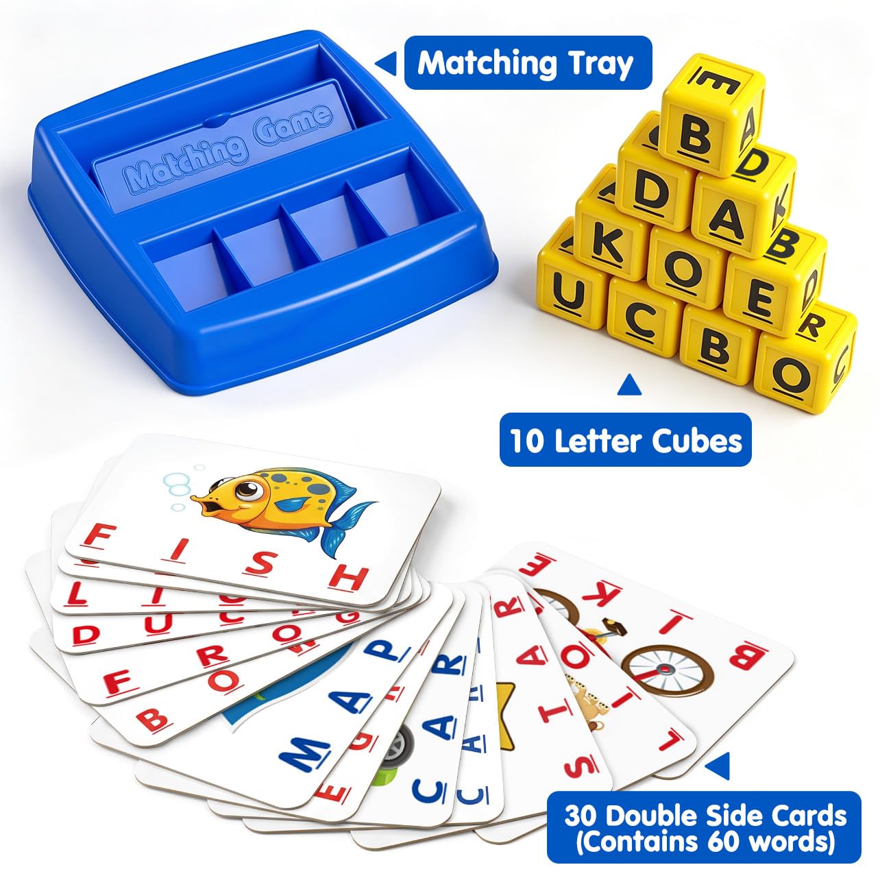NARRIO Matching Letter Game, Educational Toys for 3 4 5 Year Old Boy, Spelling Word Games for Kids